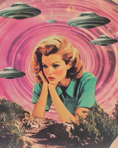 Kobieta w stylu retro science fiction autorstwa Samantha Hearn