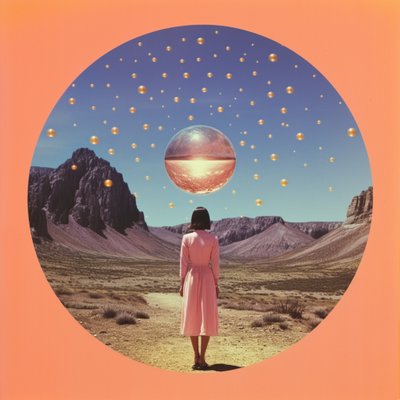 Kobieta na surrealistycznej pustyni autorstwa Samantha Hearn