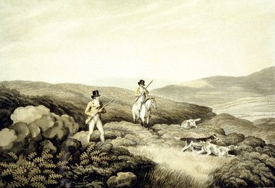 Grouse Shooting, z „Ormes Collection of British Fieldsports”, grawerowane przez J. Godby i H. Merke autorstwa Samuel (after) Howitt