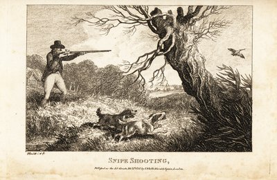 Łowca z muszkietem i spanielami polujący na bekasy w pobliżu rzeki autorstwa Samuel (after) Howitt