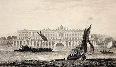 Widok Somerset House od strony Tamizy, rytowany przez W.B. Cooke (1778-1855) 1814 (grawerowanie) autorstwa Samuel (after) Owen