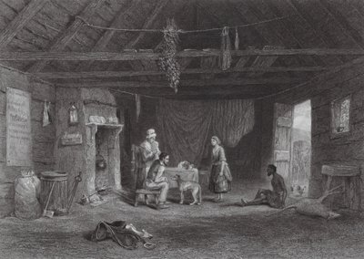 Australia: Szałas owczarka australijskiego (grawerunek) autorstwa Samuel (after) Prout