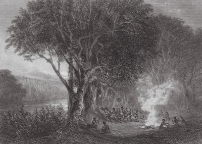 Australia: Carrobboree nad brzegiem rzeki Murray (rycina) autorstwa Samuel (after) Prout