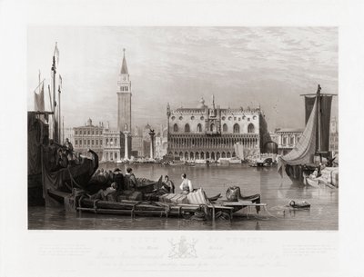 Pałac Dożów i Plac Świętego Marka, Wenecja autorstwa Samuel (after) Prout