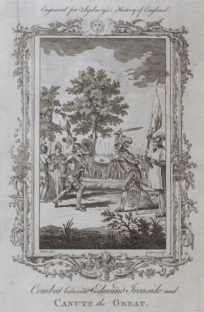 Walka między Edmundem Ironside i Kanutem Wielkim (grawerowanie) autorstwa Samuel (after) Wale