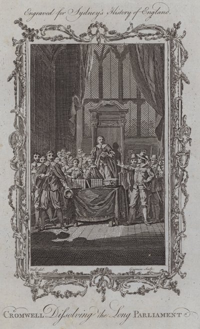 Cromwell Rozwiązujący Długi Parlament (rycina) autorstwa Samuel (after) Wale