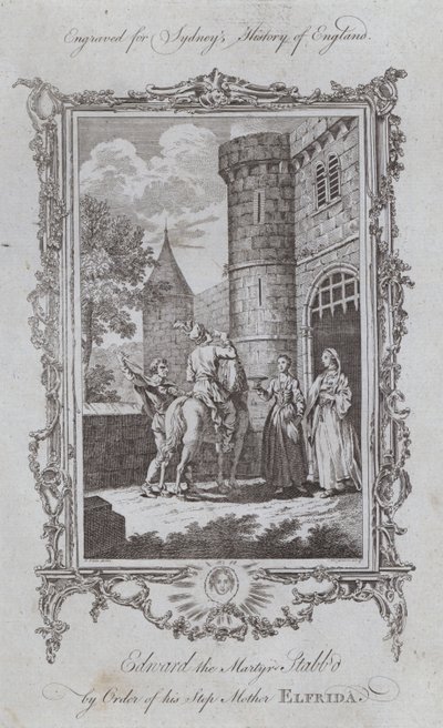 Edward Męczennik dźgnięty nożem przez zakon swojej przyrodniej matki Elfridy (rycina) autorstwa Samuel (after) Wale