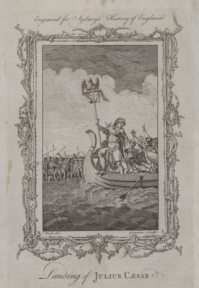 Lądowanie Juliusza Cezara (rycina) autorstwa Samuel (after) Wale