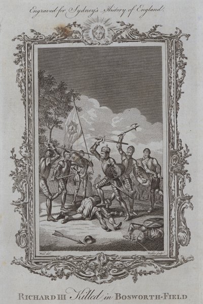 Ryszard III zabity w Bosworth-Field (grawerowanie) autorstwa Samuel (after) Wale