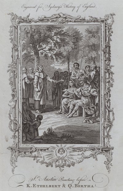 St Austin Głoszenie przed K Ethelbert i Q Bertha (rycina) autorstwa Samuel (after) Wale