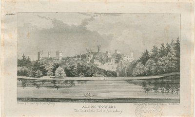 Alton „Abbey” (obecnie Alton Towers): litografia, nd [c.1839] (druk) autorstwa Samuel A. Rayner