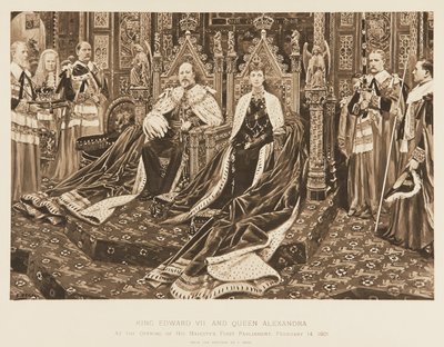 Król Edward VII i królowa Aleksandra w Parlamencie autorstwa Samuel Begg