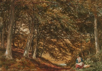 Piknik w lesie (akwarela) autorstwa Samuel Bough