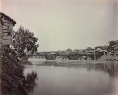 Most sklepów, Srinagar, Kaszmir, 1864. autorstwa Samuel Bourne