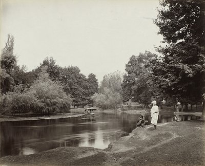 Kanał pyłowy poniżej Chunar Bagh, Kashmir, S.O. 1865 (srebrodruk albumowy) autorstwa Samuel Bourne