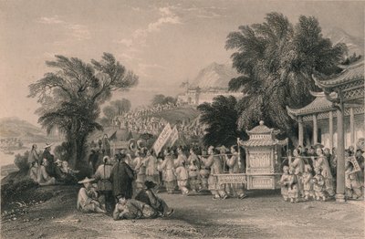 Procesja małżeńska nad Blue-Cloud Creek, Chin-keang-foo, c1843-1858. autorstwa Samuel Bradshaw