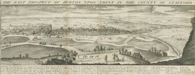 Burton-upon-Trent Bridge and Town: grawerowanie, nd [1696-1779] (druk) autorstwa Samuel Buck