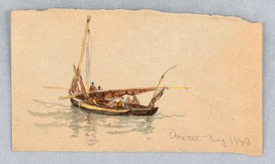 Łodzie w Étretat autorstwa Samuel Colman