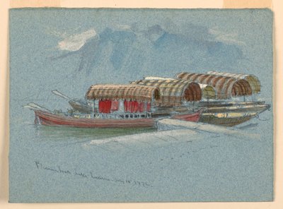Rysunki, szkice. Łodzie rekreacyjne, jezioro Lucerna, Szwajcaria, 10 lipca 1872 r. autorstwa Samuel Colman