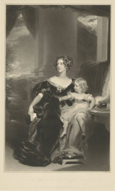 Portret Harriet, hrabiny Gower i jej córki autorstwa Samuel Cousins