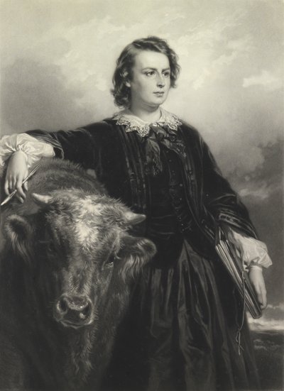Rosa Bonheur w wieku trzydziestu czterech lat (mezzotinta) autorstwa Samuel Cousins