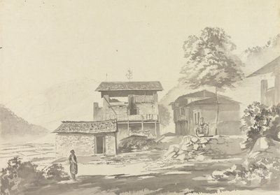 W wiosce niedaleko Tassisudon [Tashicho Dzong] autorstwa Samuel Davis