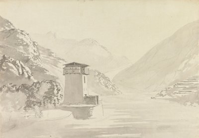 Widok z mostu w Wandpore [Wangdu Phodrang] autorstwa Samuel Davis