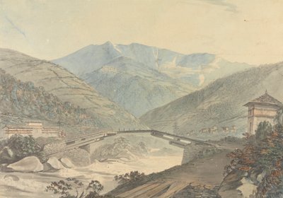 Widok w pobliżu Tassisudon [Tashicho Dzong] w Bhutanie autorstwa Samuel Davis