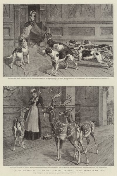 Prosimy o zamykanie drzwi do sali z powodu zwierząt w parku. autorstwa Samuel Edmund Waller