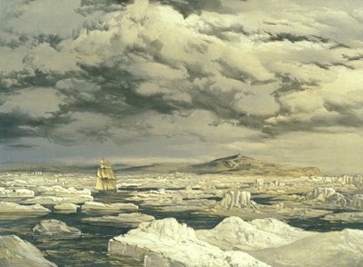 Pierwsze odkrycie lądu przez HMS Investigator, 6 września 1850, grawerowane przez E. Walkera, 1854 autorstwa Samuel Gurney Cresswell