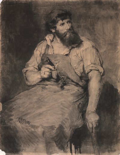 Kuźnia, studium do "Das Gericht", ok. 1883 (węgiel drzewny) autorstwa Samuel H. Crone