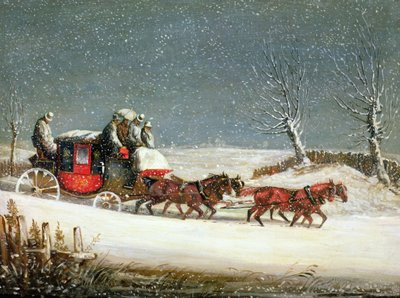 Royal Mail w głębokim śniegu (olej na panelu) autorstwa Samuel Henry Alken