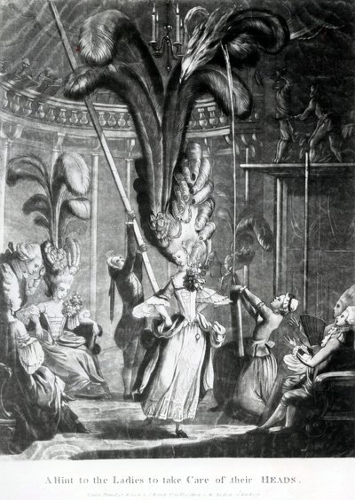Wskazówka dla pań, aby dbały o swoje głowy, wydana przez Sayer und Bennett (1774-1786), 1776 (mezzotinta) autorstwa Samuel Hieronymous Grimm
