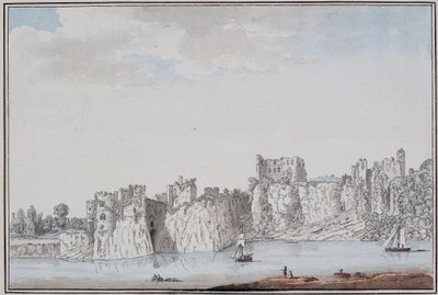 Zamek Chepstow (tusz i akwarela na papierze) autorstwa Samuel Hieronymous Grimm