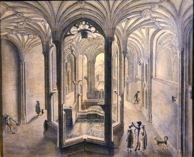 Widok wnętrza Holywell Spa, Północna Walia (akwarela z piórem i atramentem na papierze) autorstwa Samuel Hieronymous Grimm