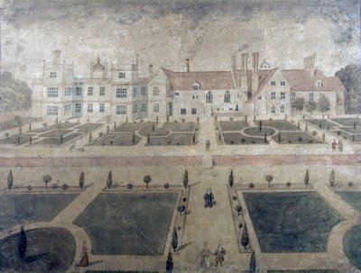 Opactwo Welbeck, od frontu płd-zach, ok. 1780 (wc na papierze) autorstwa Samuel Hieronymous Grimm