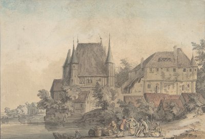 Widok wsi nad rzeką, 1766. autorstwa Samuel Hieronymus Grimm
