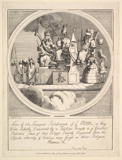 Niektórzy z głównych mieszkańców Księżyca, tak jak zostali doskonale odkryci przez..., 1 maja 1788 r. autorstwa Samuel Ireland