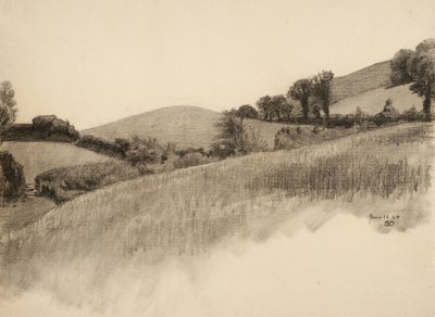 Pejzaż wiejski, 1884 (węgiel na buff lay paper) autorstwa Samuel Isham