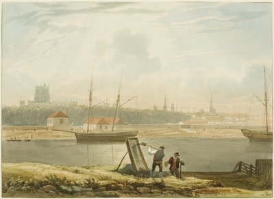 Widok na pływający port, ok. 1825 (ołówek i akwarela na papierze) autorstwa Samuel Jackson