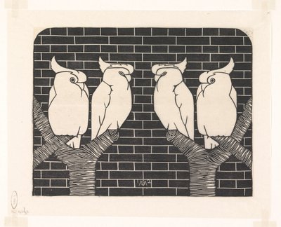 Cztery Koronowane Kakadu autorstwa Samuel Jessurun de Mesquita (signed by artist)