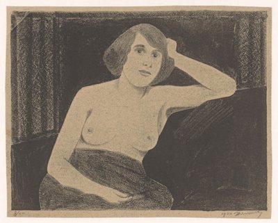 Akt kobiecy, siedzący na kanapie, ręka w głowę autorstwa Samuel Jessurun de Mesquita (signed by artist)