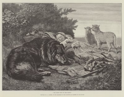 Jego pierwsza wizyta w owczarni na wystawie Instytutu Malarzy Farb Olejnych autorstwa Samuel John Carter