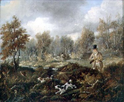 Strzelanie do bekasów (olej na płótnie) autorstwa Samuel John Egbert Jones