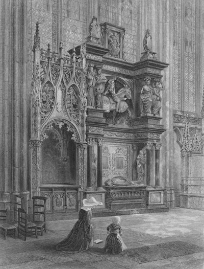 Grób Louisa de Breze, Katedra w Rouen (rycina) autorstwa Samuel John Hodson