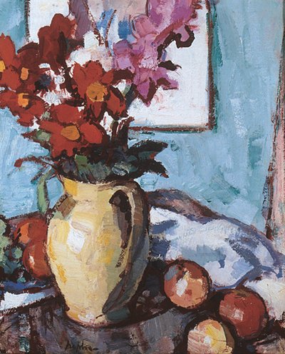 Dalie i mieczyki (olej na płótnie) autorstwa Samuel John Peploe