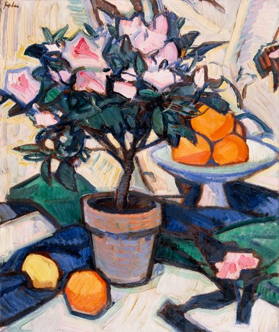 Różowa Azalia i Pomarańcze, ok. 1913 autorstwa Samuel John Peploe