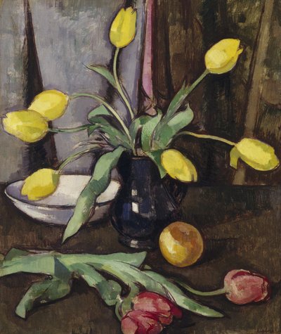 Martwa natura z tulipanami (olej na płótnie) autorstwa Samuel John Peploe
