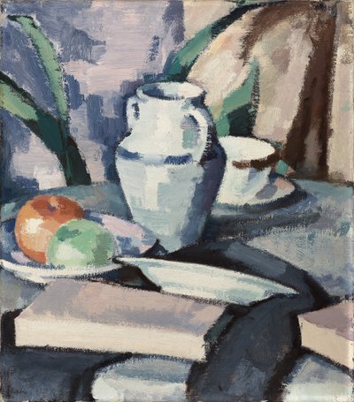 Martwa natura z wazą i książkami, autorstwa Samuel John Peploe