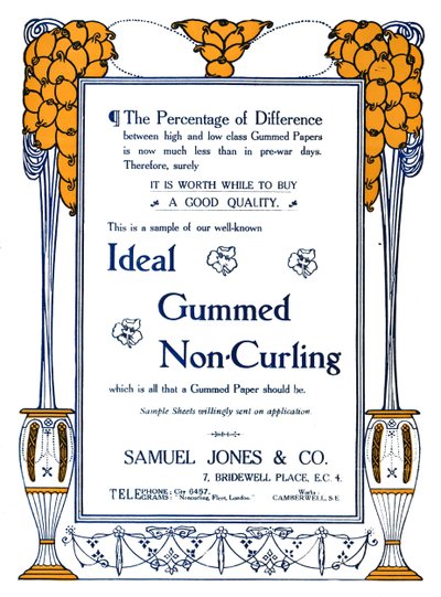 Samuel Jones & Co. - Idealna gumowana reklama bez podwijania, 1919 autorstwa Samuel Jones